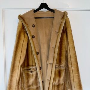Faux Fur/Suede Hooded Reversible Coat